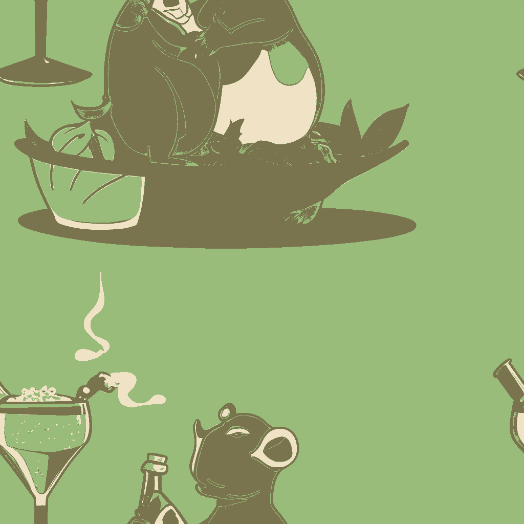 Capybaras Carouse in Sage