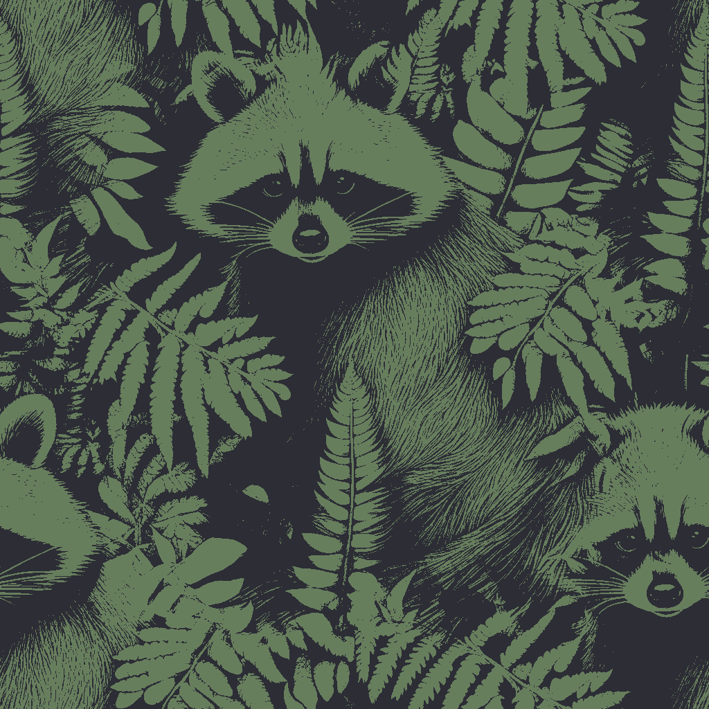 Raccoons Reverie in Verdigris