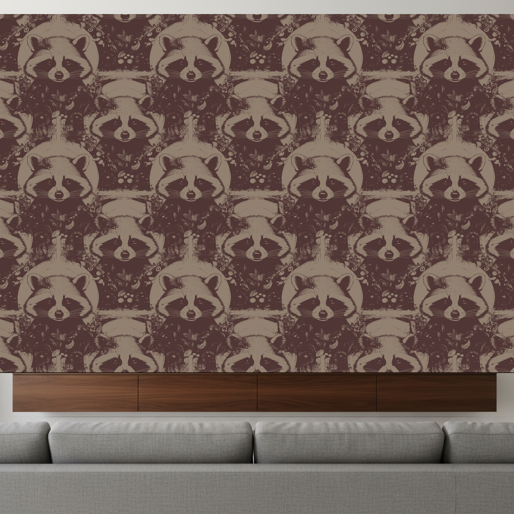 Raccoons Lullaby in Claret — residential