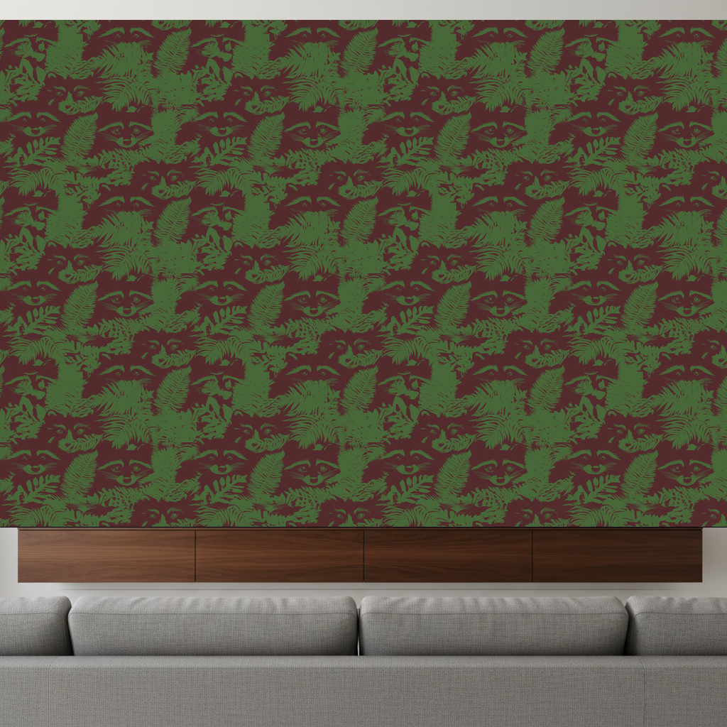 Raccoons Reverie in Bottle Green — residential