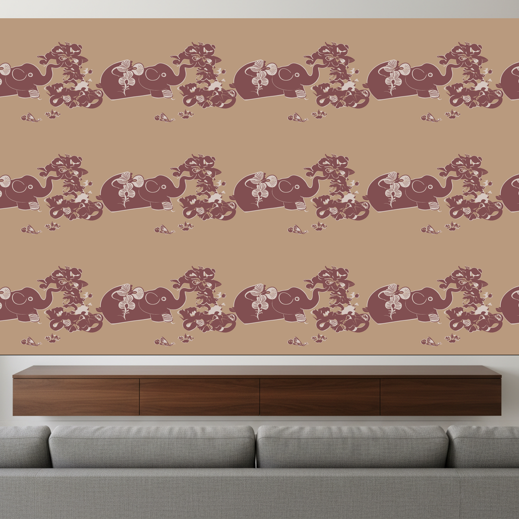 Elephants Carouse in Apricot — residential