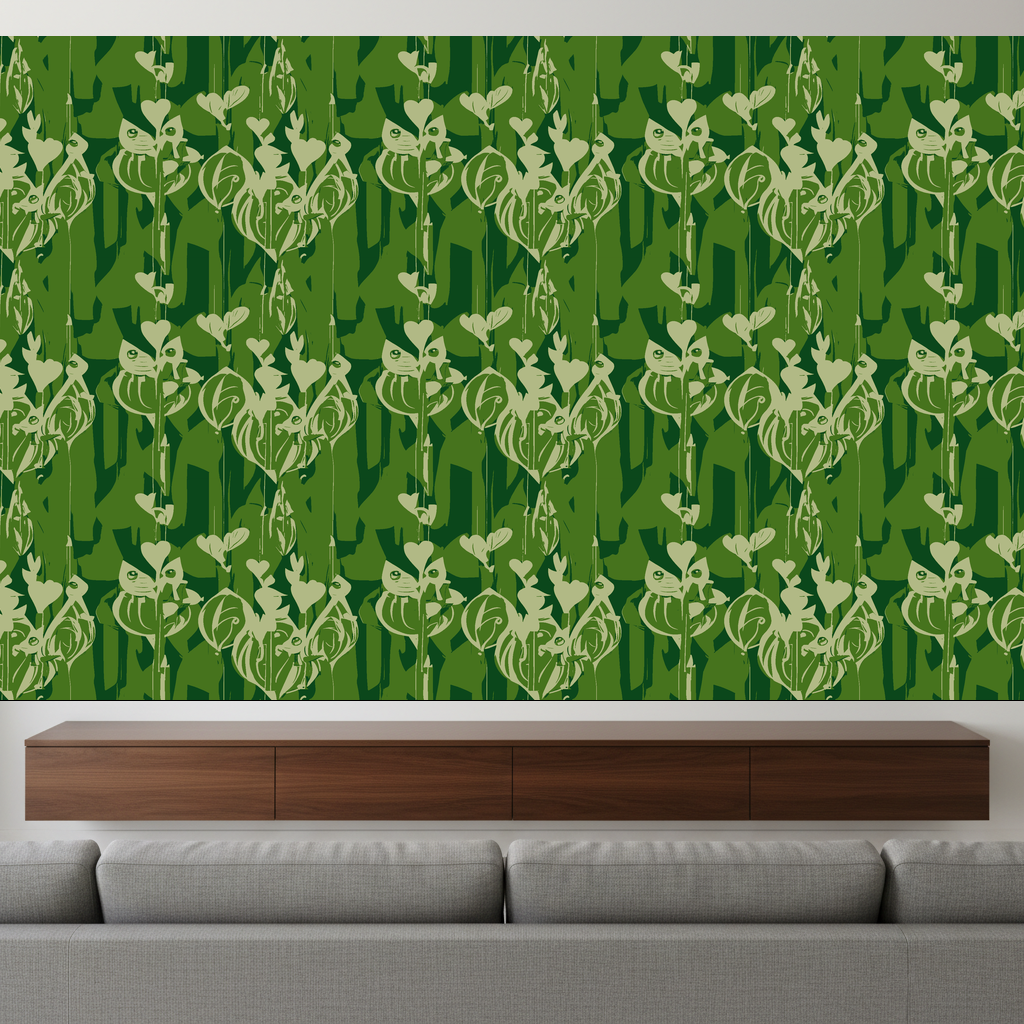 Frogs Carouse in Bottle Green — residential