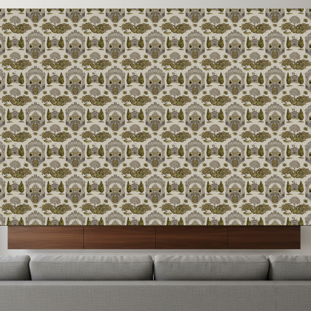 Bradbury Building Toile — Brass & Green — residential