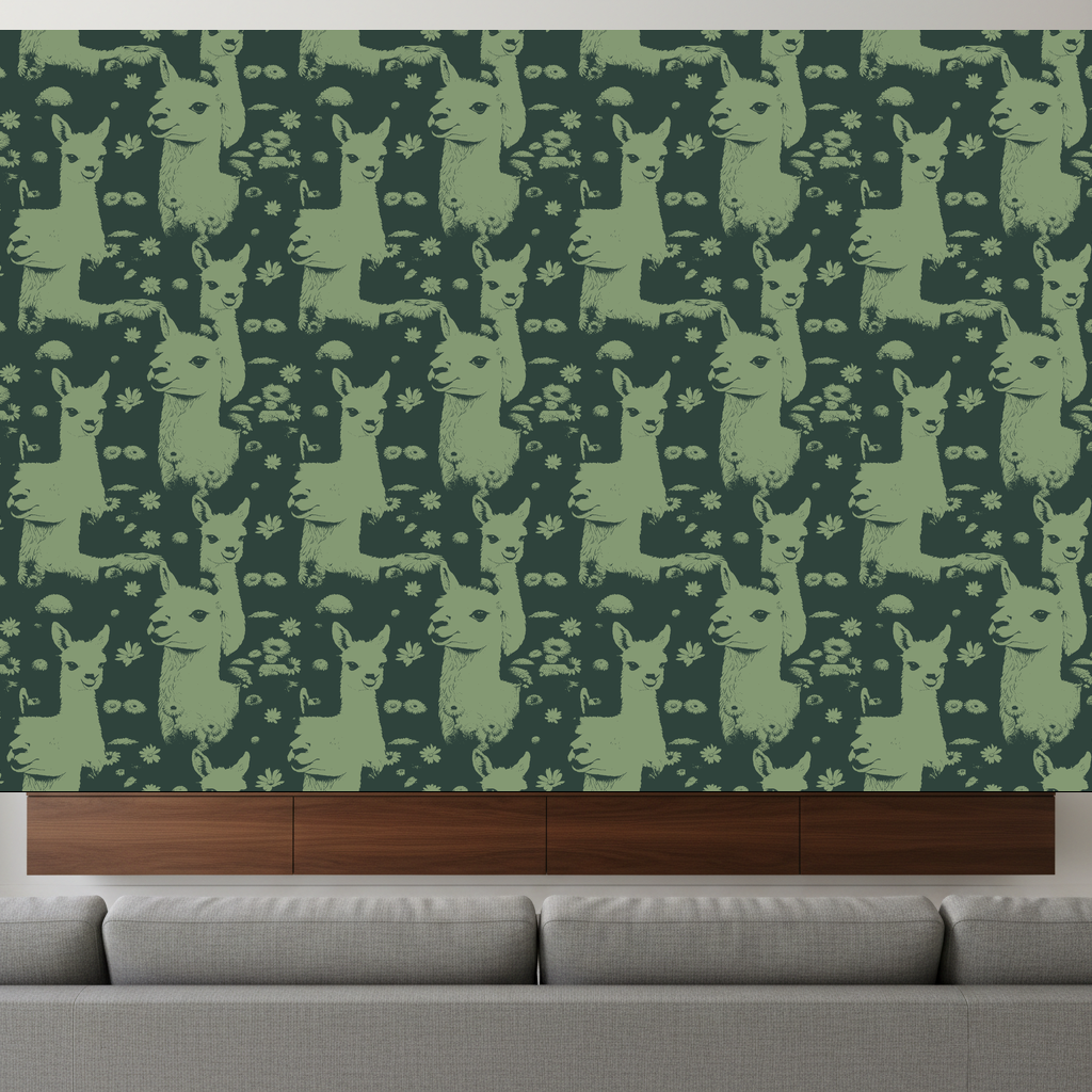 Llamas Repose in Bottle Green — residential