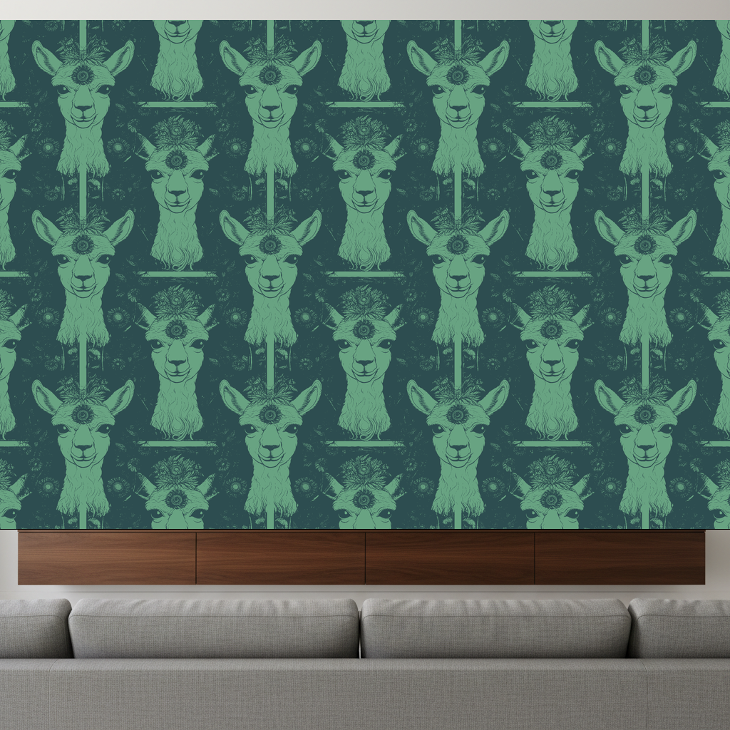 Llamas Daydream in Bottle Green — residential