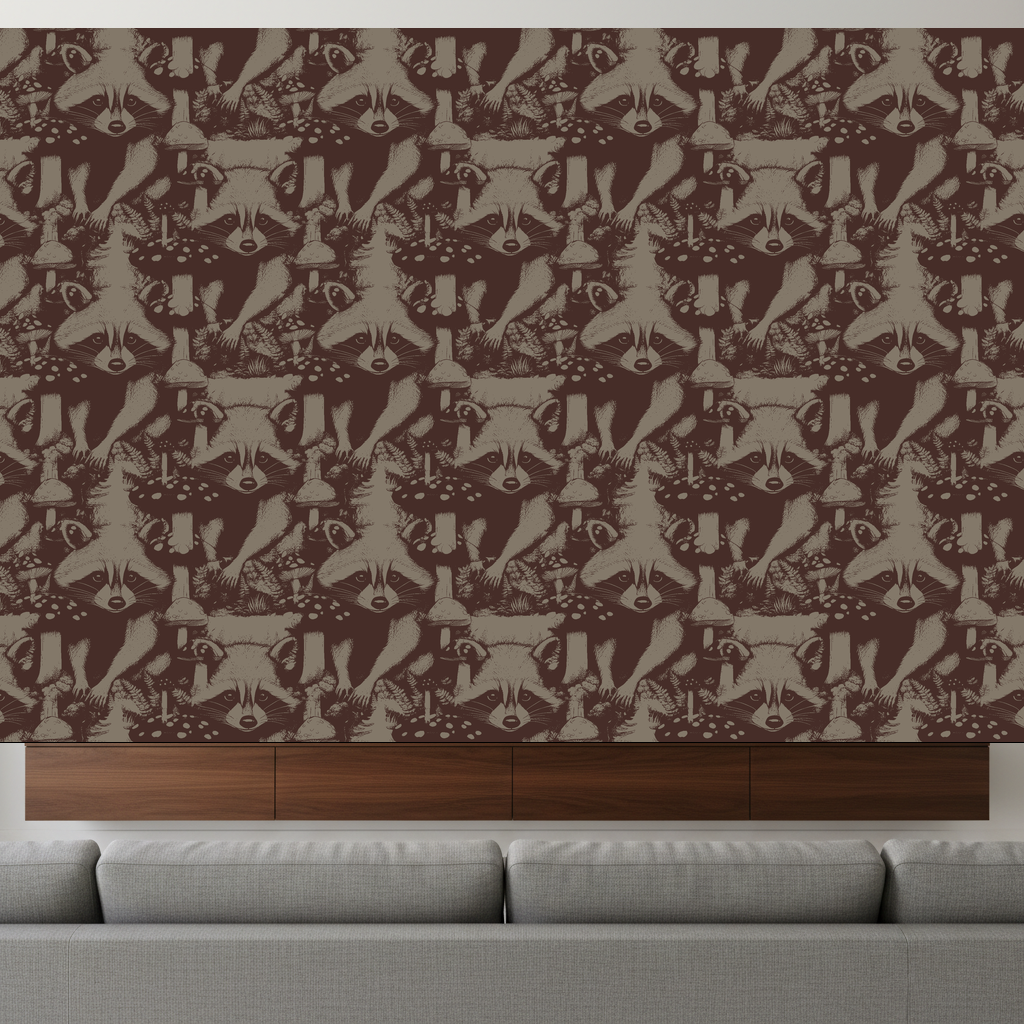 Raccoons Drift in Claret — residential